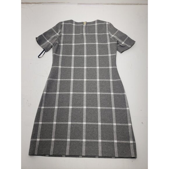 Tommy Hilfiger Women’s Grey/Ivory Windowpane Plaid Shift Dress A8FK1CSD Size 8 - Picture 11 of 16